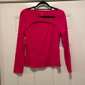 NWOT a new day Hot Pink Asymmetrical Front Chest Cutout Long Sleeve Top